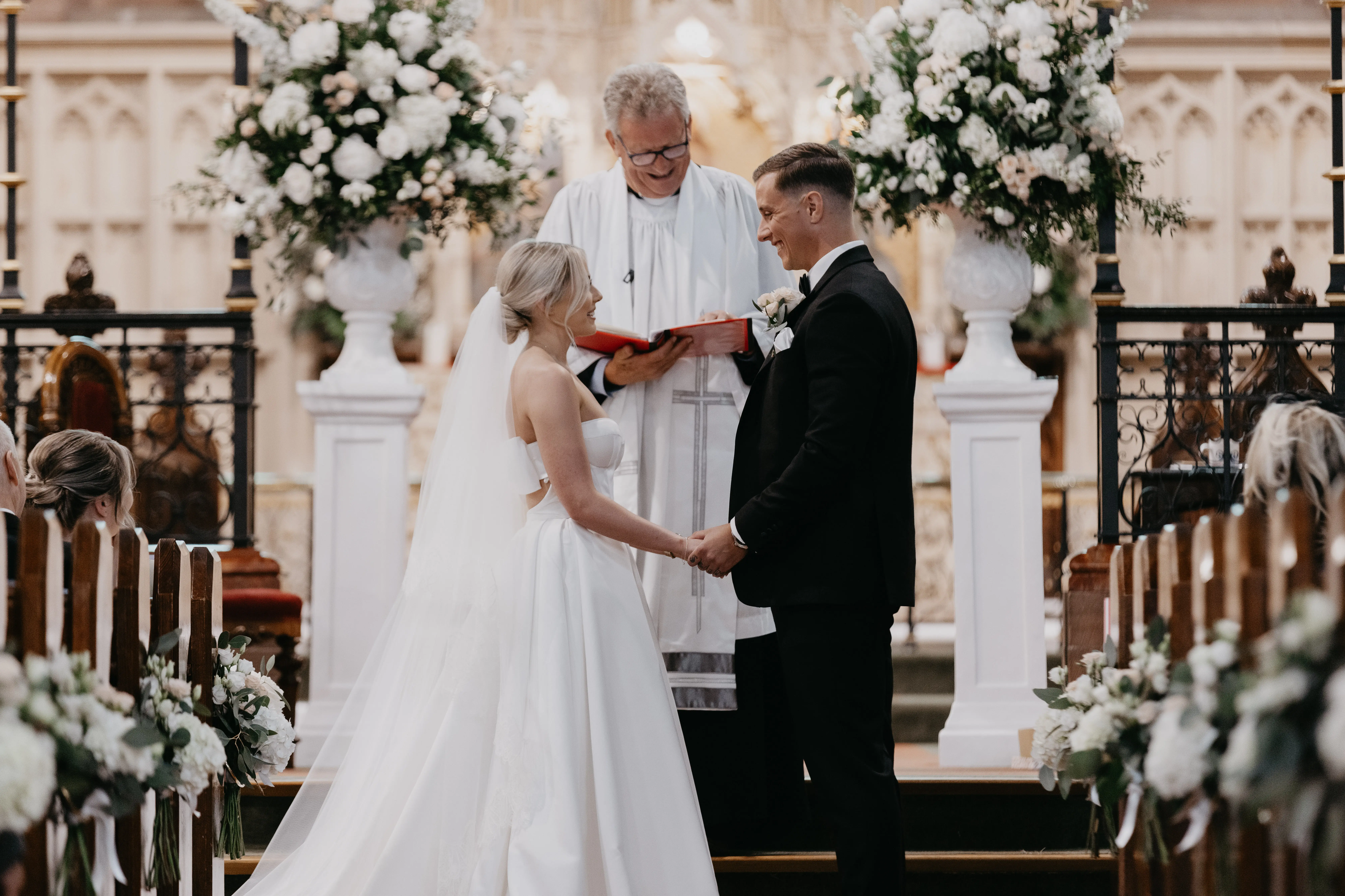 June White wedding ceremony flowers in Liverpool
